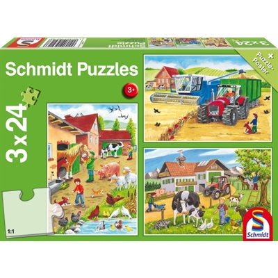 Schmidt Spiele Puzzle: On the Farm (3x24) 